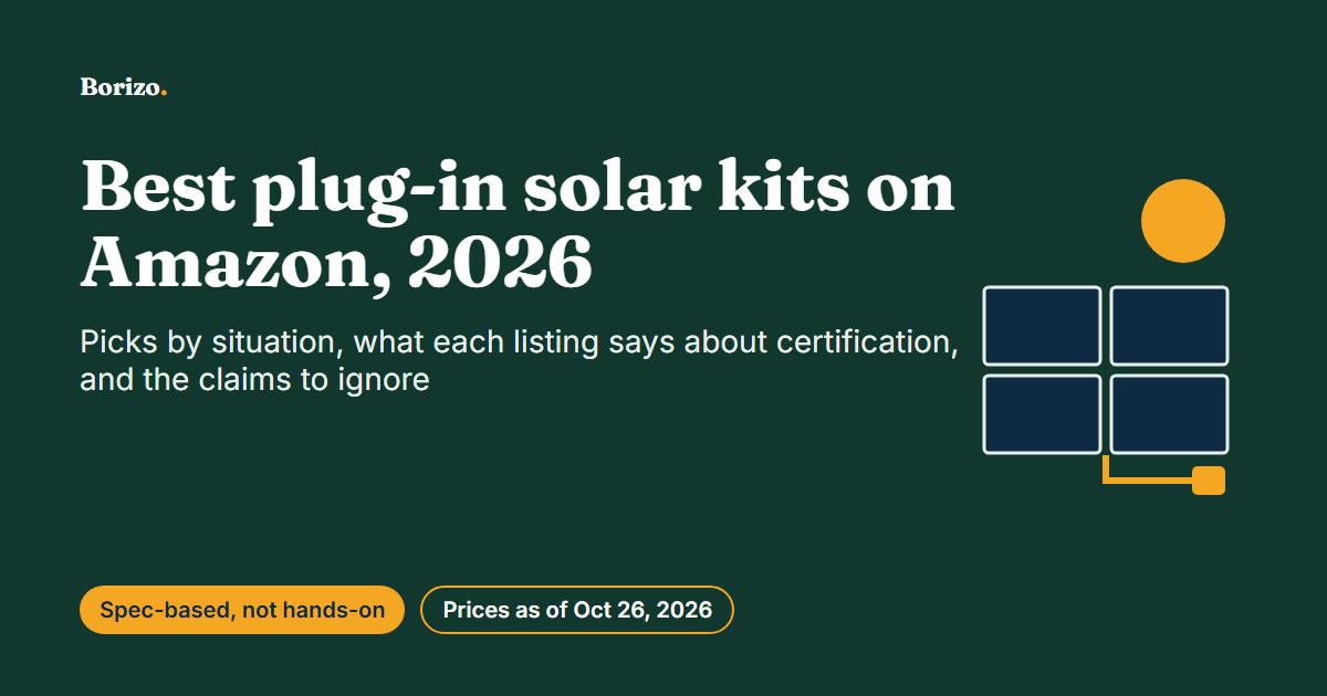 Best plug-in solar kits on Amazon in 2026: spec-based picks by situation, with prices as of October 26, 2026