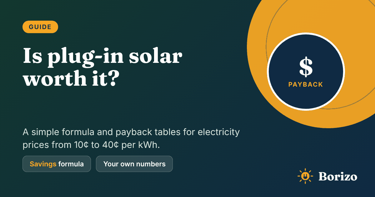 Is plug-in solar worth it: a simple savings formula and payback tables by electricity price